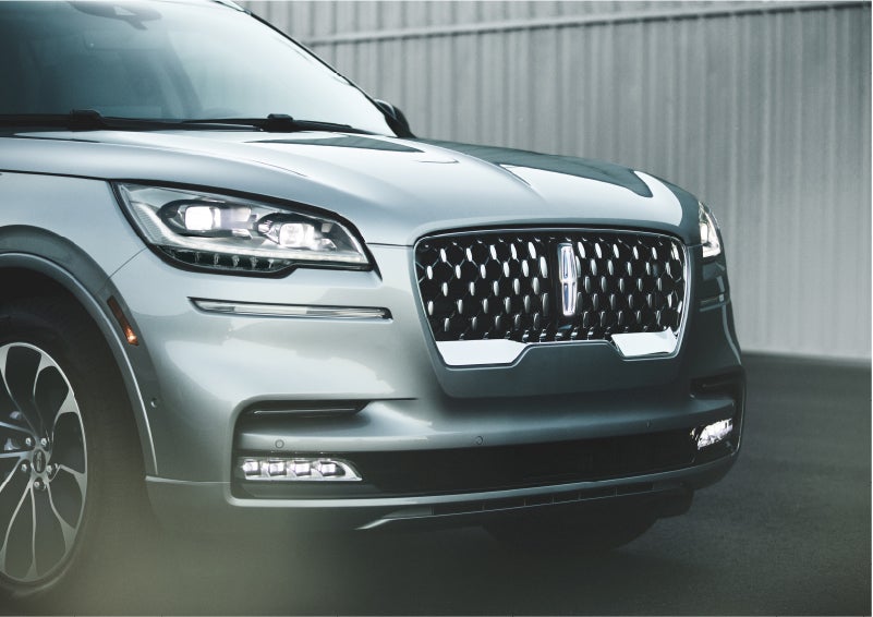 The available adaptive pixel LED headlamps of the 2023 Lincoln Aviator® SUV activated | Pugmire Lincoln of Marietta in Marietta GA